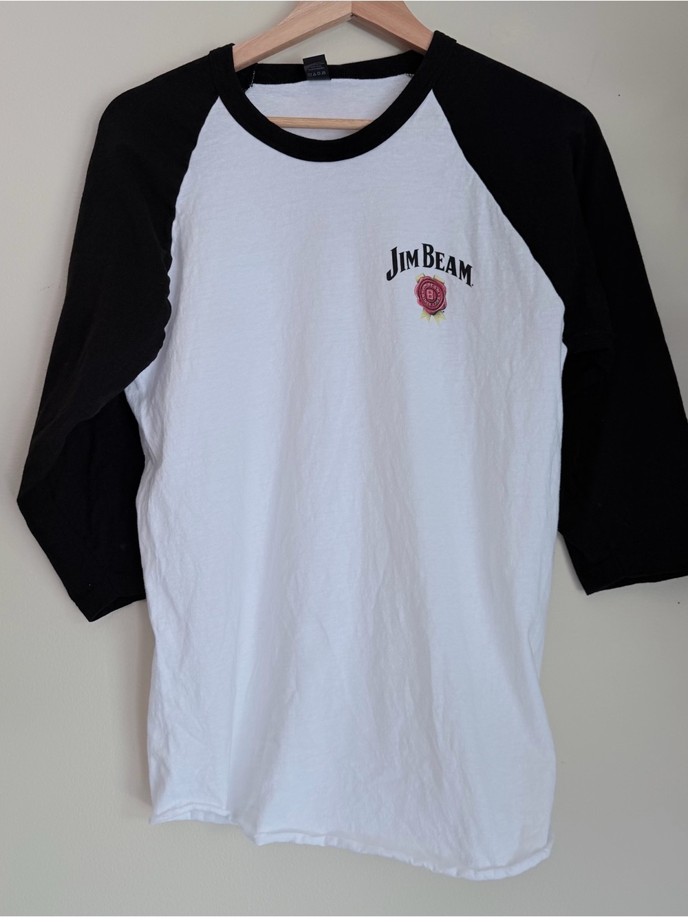 Tultex Black & White Raglan Tee with Jim Beam Logo